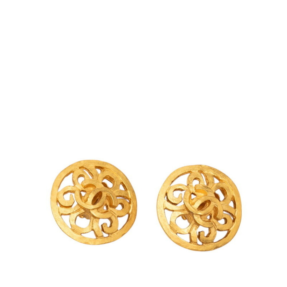 CHANEL Vintage Gold Logo Earrings